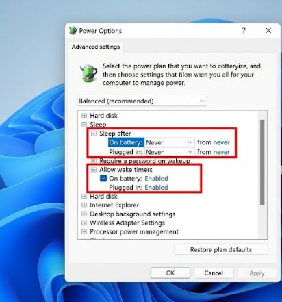 Windows 电源计划高级设置防止休眠与睡眠